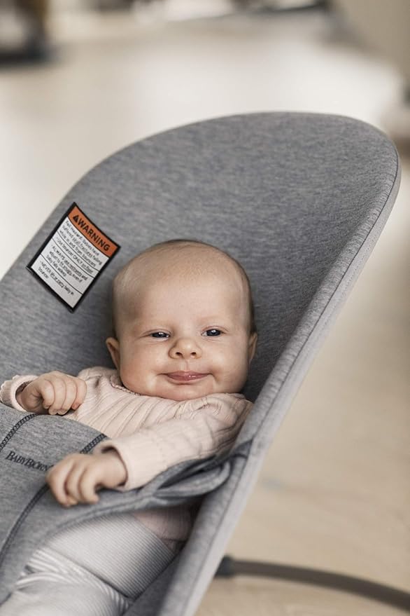 BabyBjörn Bouncer Bliss, Light Gray, 3D Jersey | 2-in-1 Adjustable Baby Bouncer Seat and Toddler Chair, Newborn to Toddler (8-29 lbs), 4 positions, Lightweight & Portable