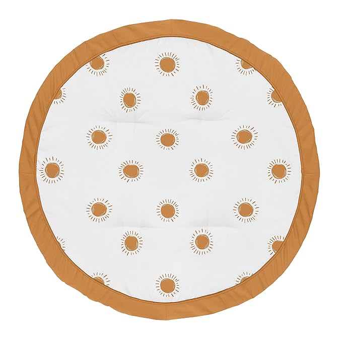 Sweet Jojo Designs Orange and White Boho Sun Boy Girl Baby Playmat Tummy Time Infant Play Mat Pumpkin Rust Orange Retro Bohemian Celestial Sky Desert Sunshine Outdoors Nature Minimalist Gender Neutral