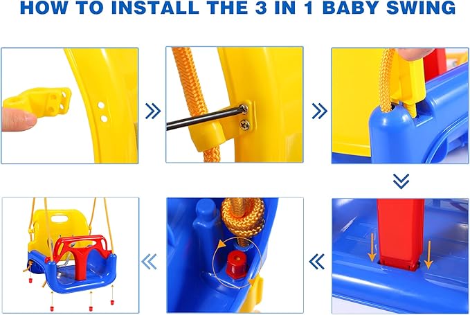 RedSwing 3-in-1 Baby Swing Seat, Toddler Swing, Anti-Flip Snug & Secure Detachable Infants to Teens Kids Swings Seat for Outside Playground, Blue Red