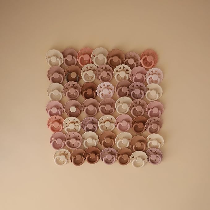 FRIGG Andersen Fairytale Natural Rubber Baby Pacifier | Made in Denmark | BPA-Free (Twilight Mauve/Primrose, 6-18 Months)