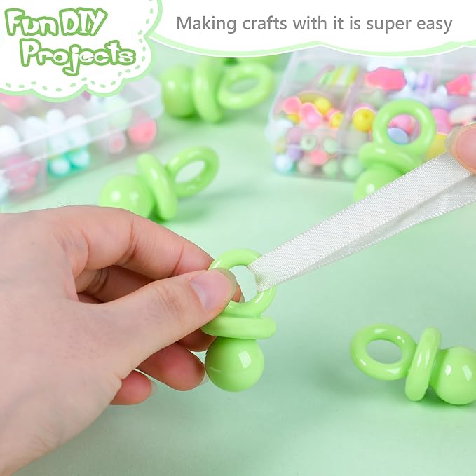 24 Pcs Baby Shower Pacifiers, 1.75 Inch Plastic Pacifiers for Baby Shower Game Boy Girl, Bulk Pacifier for DIY Decoration, Gender Reveal Table Scatter, Hunt Game Props, Party Favors(Green)