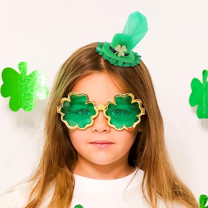 Leprechaun Top Hat Hair Bow Clips St Patrick Day Green Hat Alligator Hair Clips for Girls Infant Clover Shamrock Clip St.Patrick Hair Accessories Gift