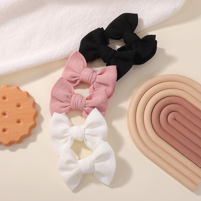 Choicbaby 6 PCS Baby Hair Clips 3” Fabric Girl Hair Bows Baby Barrettes Accessories with Alligator Clips for Toddlers Kids Infant