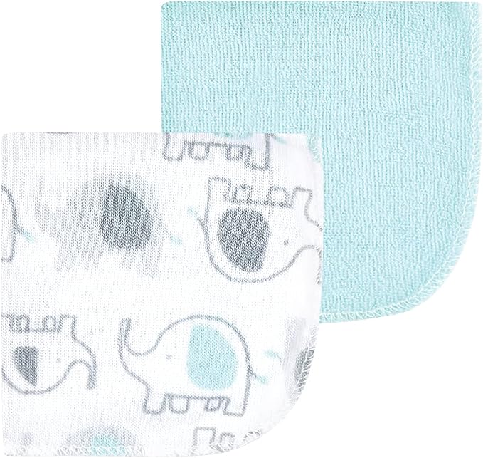 Luvable Friends Unisex Baby Cotton Rich Washcloths, Boy Basic Elephant, One Size