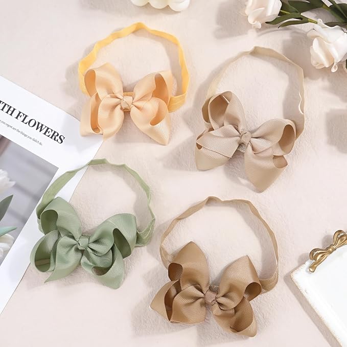 CÉLLOT Baby Girls Headbands Grosgrain Ribbon 4.5" Hair Bows Headband Big Bow Hair Bands for Toddler Pack of 20
