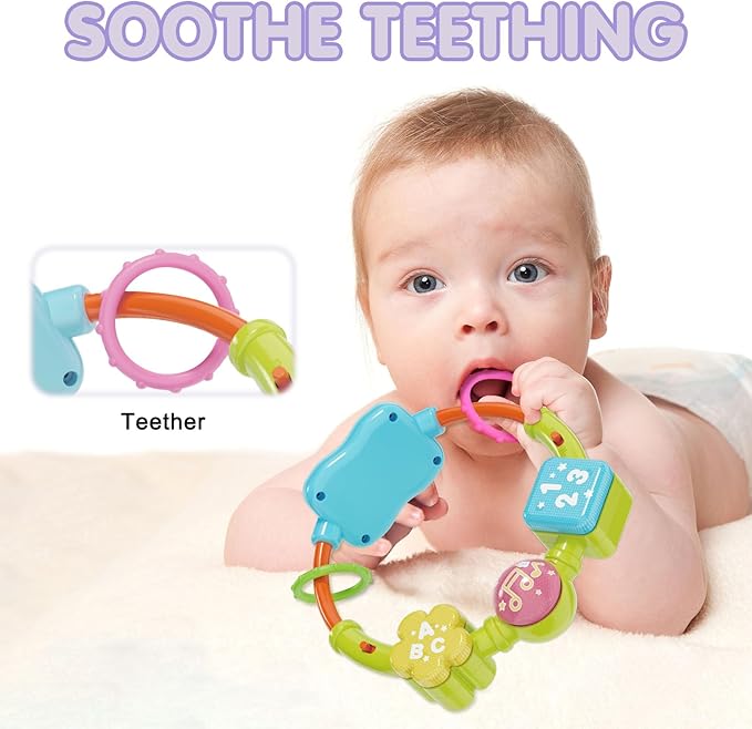 Ryotagift Baby Bilingual Musical Elephant Stuffed Animals Toys,Infant Early Learning Toy with Light-Up Music & Crinkle,Tummy Time Toys for 0 3 6 9 12+ Months for Baby Boy Girl Gift,Purple
