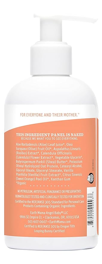 Earth Mama Sweet Orange Baby Lotion | Moisturizing Body Lotion for Dry Skin, Newborn Sensitive Skin Care, Face Moisturizer for Babies & Kids with Shea Butter, Calendula & Aloe, 8 Fl Oz (2-Pack)