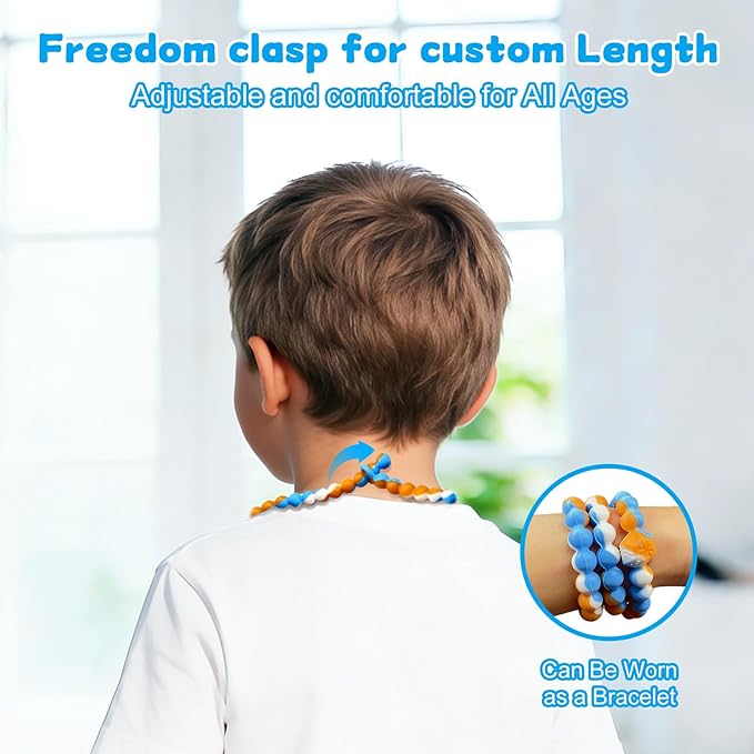 Teething Necklace for Baby,Tooth Grinding Toys，Sensory Chew Necklace for Kids, Girls,Boys,Adult with Autism, ADHD,Teething Beads for Babies