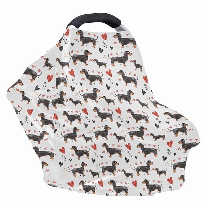 AFPANQZ Dachshund Stretchy Baby Car Seat Cover for Girls Boys Nursing Breastfeeding Covers Shopping Cart High Chair Stroller Covers Infinity Scarf Sunshade Car Seat Canopies
