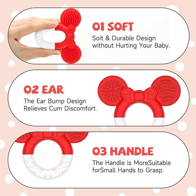 2 Packs Baby Teething Toys for Babies 3-6 6-12 Months，BPA Free Soft and Silicone Infant Teething Relief Soothing Sore Gums Baby Teethers Toys