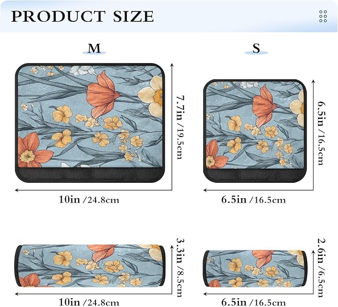 Car Seat Belt Covers Set of 2 Soft Unique Baby Seat Shoulder Strap Cover for Adults Child Kids M Autumn Flowers Flower Daffodil Gladiolus Blue