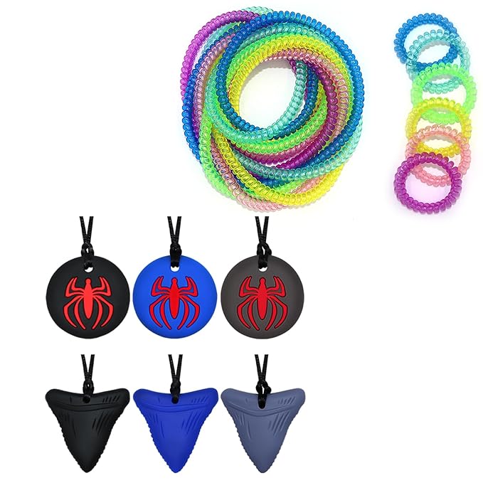Chewy Necklace Sensory Toys for Kids with Autism, 18 Pack