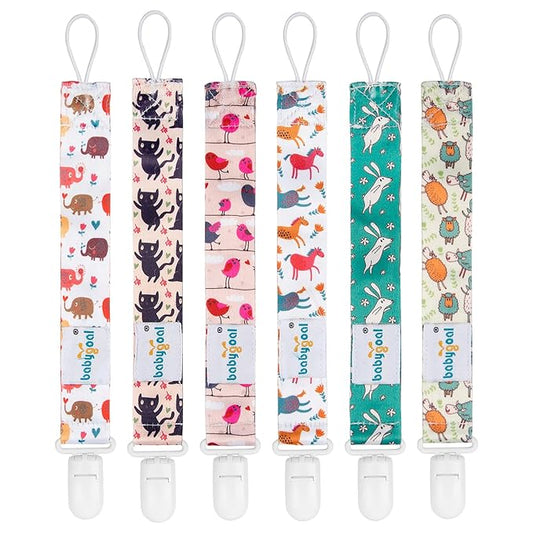 babygoal Rabbit Pacifier Clips, 6 Pack Binky Paci Holder and Leash Fits for Most Pacifiers, Binkies and Easter Gift