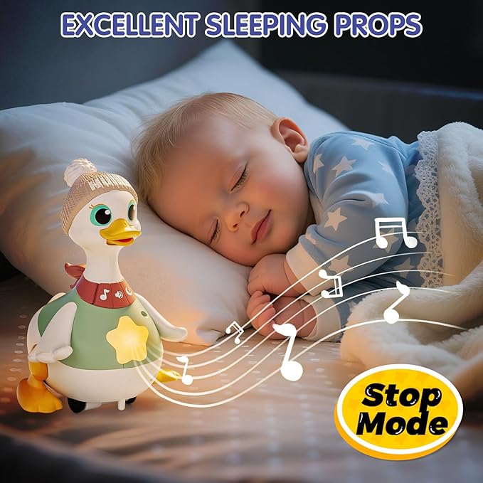 HOLA Baby Toys 6-12 Months Musical Dancing Duck Toy Set with Mama and Babys Tummy Time Toys, Crawling and Interaction Modes 1 Year Old Girl Boy Baby Stocking Stuffers
