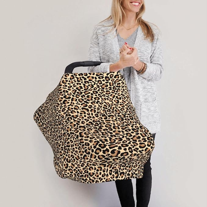 Leopard Print Baby Car Seat Cover, Multi Use Stroller Cover, Leopard Baby Stuff