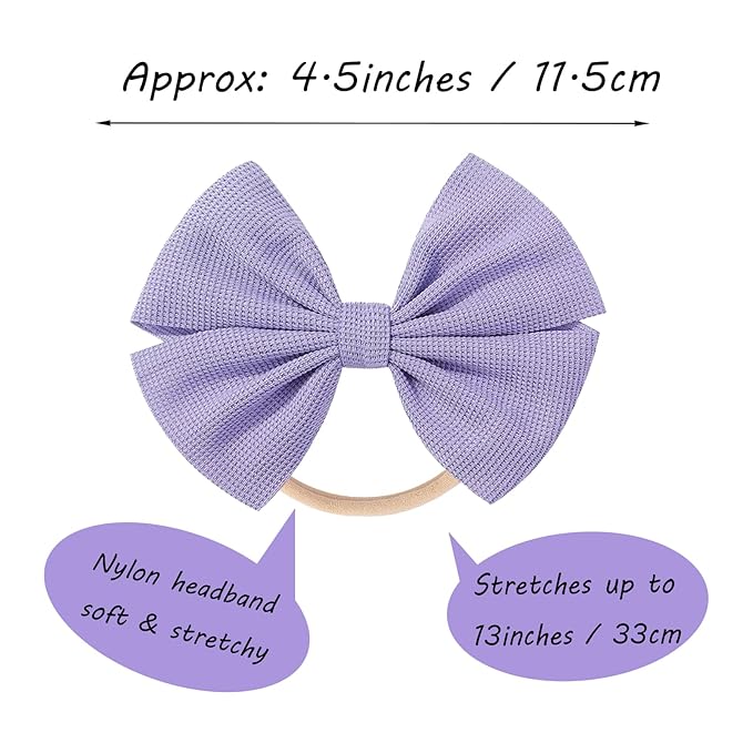 Baby Girls Nylon Headbands Newborn Bows 4.5'' Handmade Hair Hairbands Accessories for Infant Toddlers Kids Beige Black White Pink