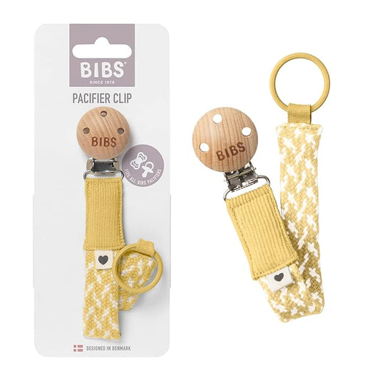 BIBS Paci Braid Dummy Chain Organic Cotton Danish Design, One Size (0-36 Months), Pale Butter