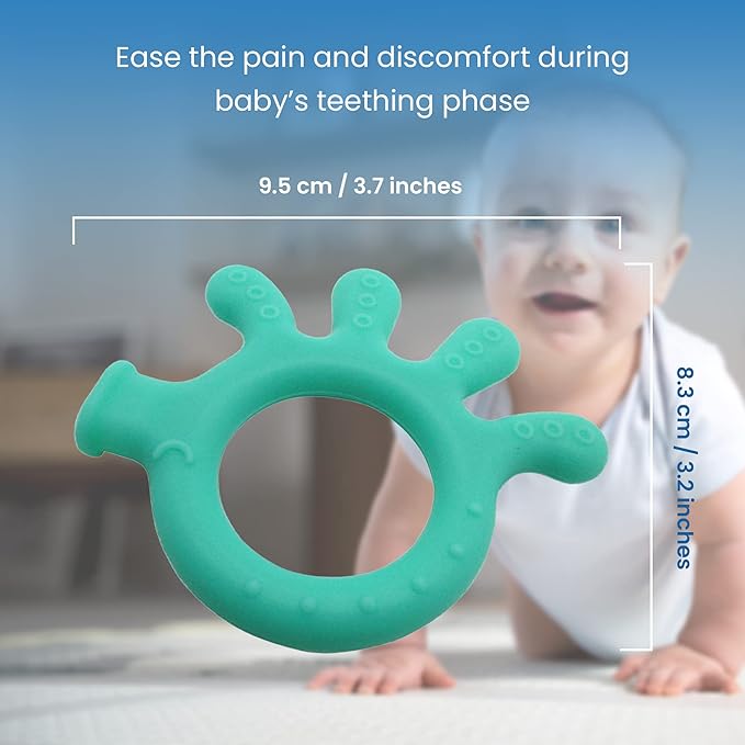 Gadgetime USA Silicone Finger Teether Toy - Handheld Teething Relief for Girls & Boys - Chew Toy - Stimulating & Soft Soothing Chew Toys - BPA Free - Green