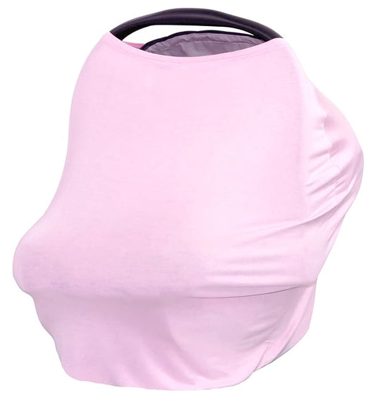 JLIKA Baby Car Seat Covers - Stretchy Infant Canopy and Nursing Cover for Breastfeeding Newborns Infants Babies Girls Boys Best Shower Gift Maternity Apron Infinity Scarf carseats (Pearl Pink)