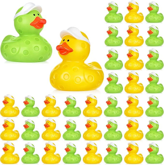 Deekin 50 Pcs Dink Ball Rubber Ducks 2 Inch Bulk Sport Party Favors for Team Events Decorations Birthday Party Supplies Club Player Gift