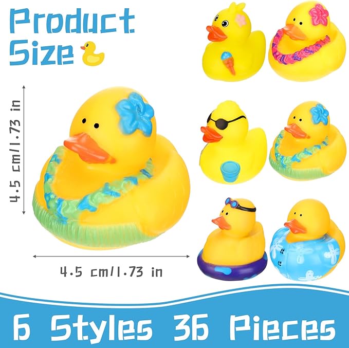 Honoson 36 Pcs Rubber Duck in Bulk Mini Toy Rubber Duck for Bath Birthday Gifts Shower Party Favors Decoration(Pool)