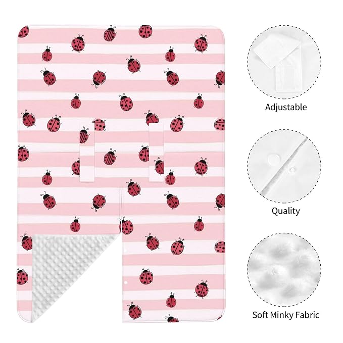 KiuLoam Cute Ladybug On Stripe Baby Car Seat Canopy, Nursing Cover for Mom Breastfeeding Scarf, Infant Car Seat Cover/Multiuse Baby Stroller Covers for Babies Boys Girls
