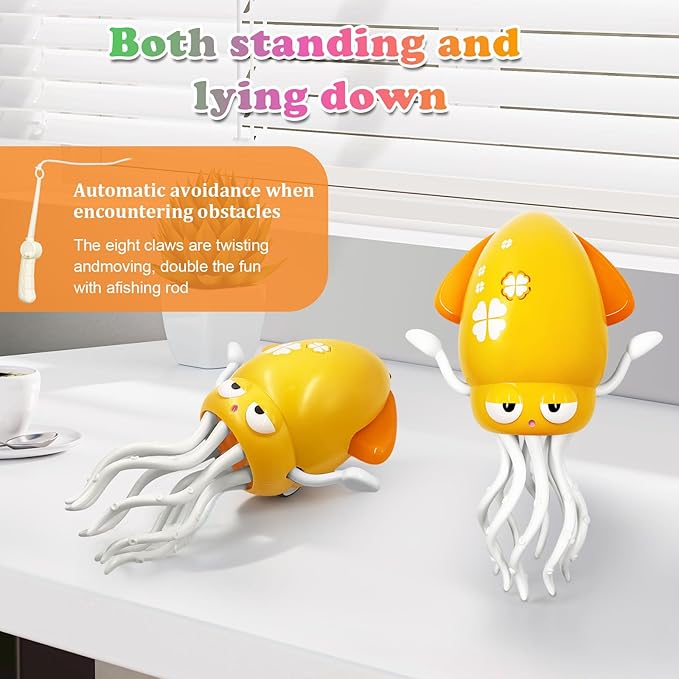 Electric Crawling Octopus Toy with LED Lights & Music, Crawling Dancing Automatic Obstacle Avoidance Octopus Sensor Toy, Stress Relief Gift for Kids Toddlers Indoor Play