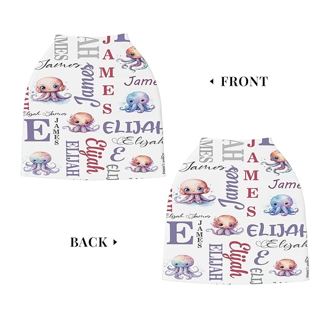 Personalized Baby Car Seat Cover with Name Stroller Canopy Custom Octopus Carseat Cover Newborn Baby Boy Girl Nursing Cover for Moms First Birthday Gift
