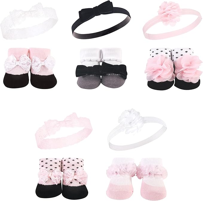 Hudson Baby Girl's Headband and Socks Giftset