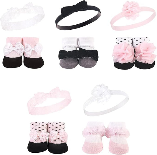 Hudson Baby Girl's Headband and Socks Giftset
