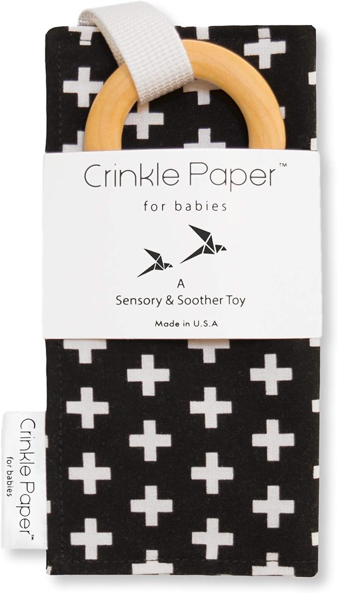 Crinkle Paper for Babies | Eco-Friendly Cotton Sensory & Soother Teether Toy | BPA Free, Organic Beeswax Sealed Wood9