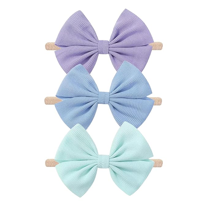Baby Girls Nylon Headbands Newborn Bows 4.5'' Handmade Hair Hairbands Accessories for Infant Toddlers Kids Beige Black White Pink