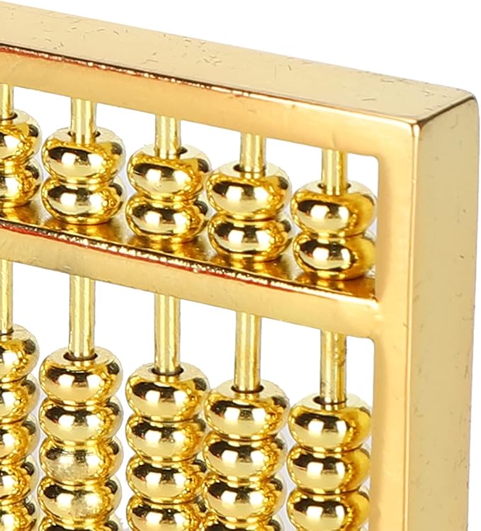 GLOGLOW Chinese Ancient Abacus, 1.8x1in Mini Brass Abacus 9 Gears Chinese Math Calculating Tool Educational Learning Kids Adult Collection