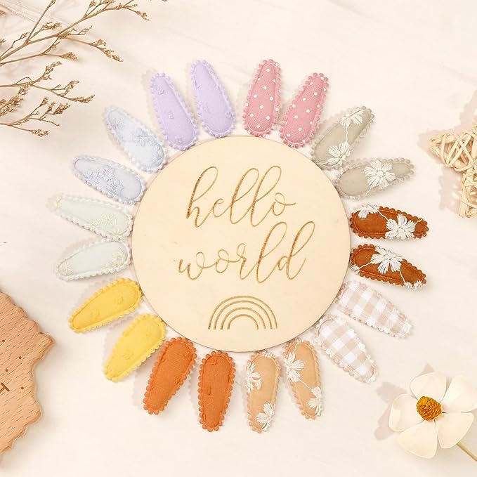CÉLLOT 42Pcs Baby Hair Clips, Infant Girl Hair Accessories, 1.5" Mini Hair Clips, Printed Anti-Slip Snap Barrettes, Waterdrop Design Hairpins, Toddler Girl Hair Accessories（B）