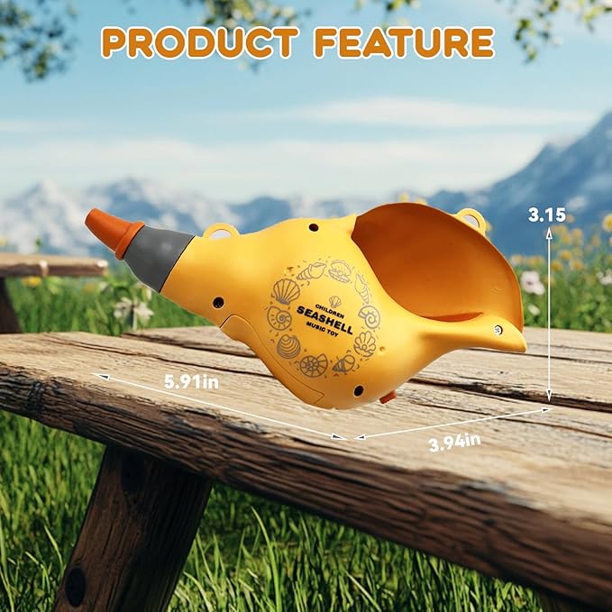 Toys for 3 Years Old Boy Girl Birthday Gift, Music Animal Caller Toy with 30 Realistic Animal Sounds, Early Learning Toy for Kids Todlers with 8" Horn and 3-Level Lights (Orange - Conch)