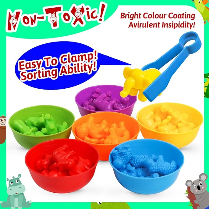 Counting Dinosaurs Toys Matching Games Sorting Learning Activities Preschool Manipulatives Montessori Fine Motor Skills Toys for 3 4 5 Years Old Boy Girl Kids Toddler