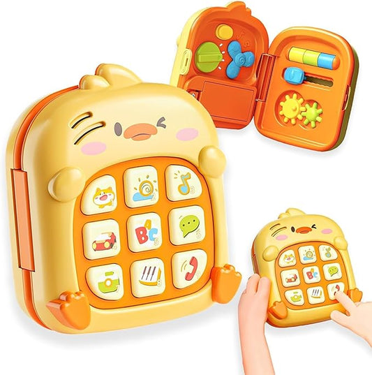 COUOMOXA Duck Baby Music Toy for Toddler: 1-3 Years Old Kids Sensory Busy Board - Montessori Early Educational Toy for 9-12-18 Month Age Travel Game - Christmas Birthday Gift for Boys Girls