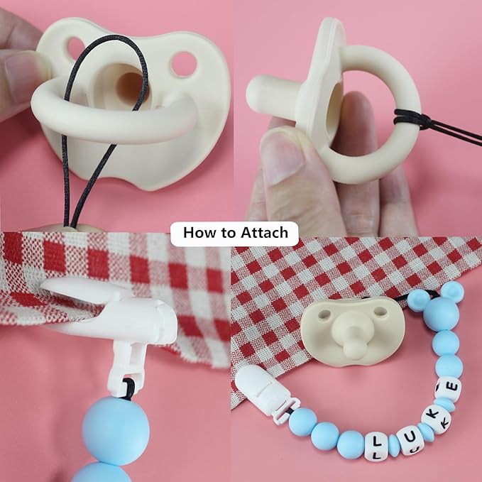 Personalized Pacifier Clip with Name, Pacifier Holder Clips Customized with Name, Paci Clip with Mouse Head Design for Baby