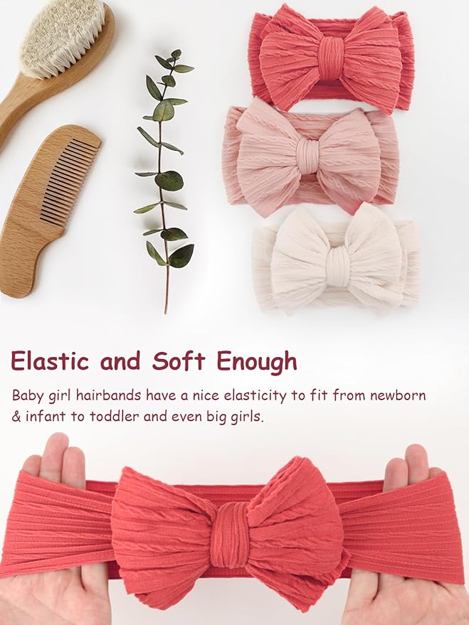 AQOKKA Baby Bows Headbands Nylon Baby Girl Headbands Soft Handmade Hairbands Toddler Hair Accessories for Girls Baby Newborn Infant Kids