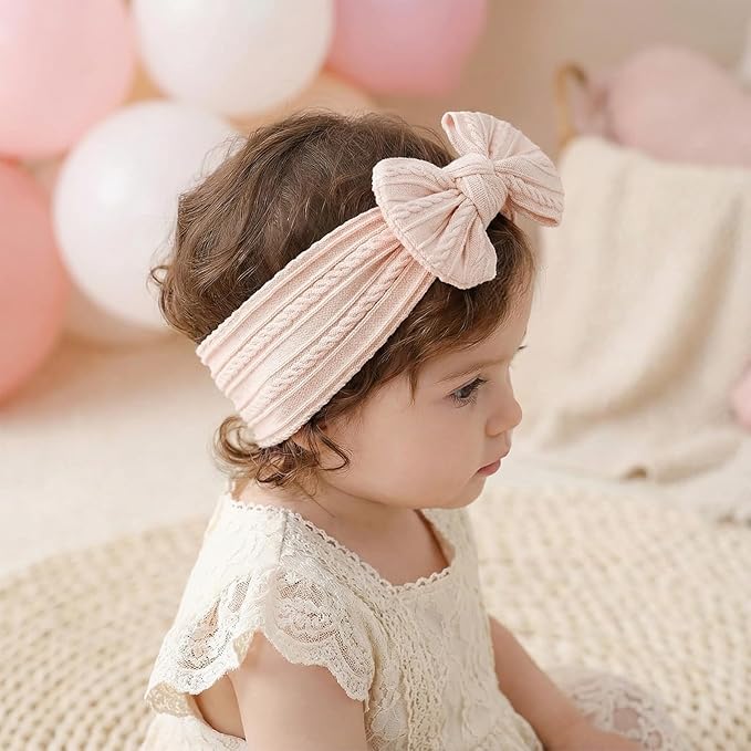hoyuwak 3 PCS Baby Bow Headbands Handmade Nylon Bow Hairbands Soft High Stretchy Hair Accessories for Infant Baby Girls