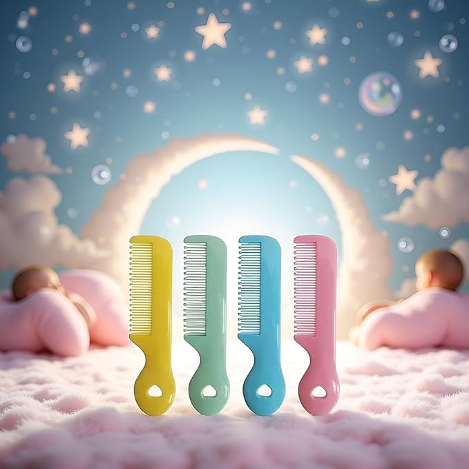 4Pcs Colorful Tip Bristles Baby Cute Comb Baby Grooming for Sensitive Scalp Skin, for Nursery Newborn Infant Girl Boy Kids Comb Baby Grooming (Round)
