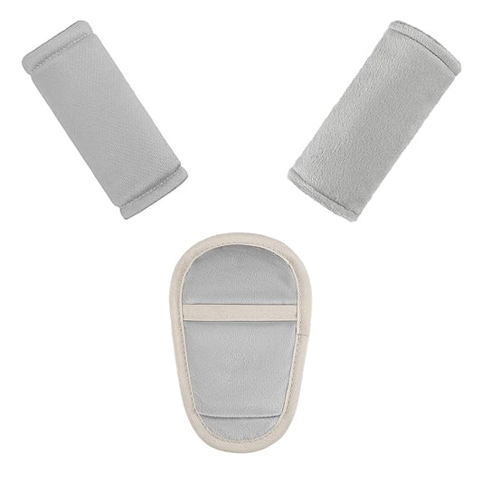 SWESEN Baby Car Seat Strap Covers, 3 Piece Soft Car Seat Strap Shoulder Pads for Baby Girls Boys, Double-Sided Use carseat Straps Covers for Stroller, Car Seats, Pushchair, Gray