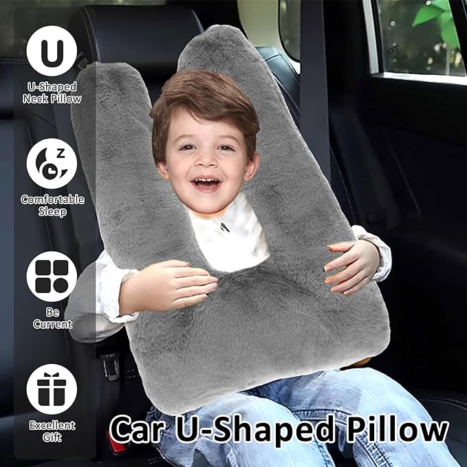 US Travel Pillow Cushion for Car Seat U-Shape Sleeper Hold Travel Pillow Comfort Kids Car Pillow Support Soft Kids Car Seat Sleeping Pillow Supports Head Neck Kids Travel Pillow for Long Journey Trave