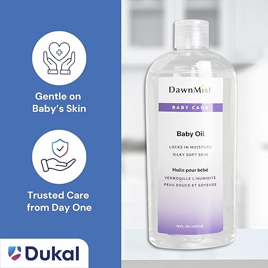 Dukal Dawn Mist Baby Oil with Dispensing Cap, 16 oz. Bottle (Pack of 12)