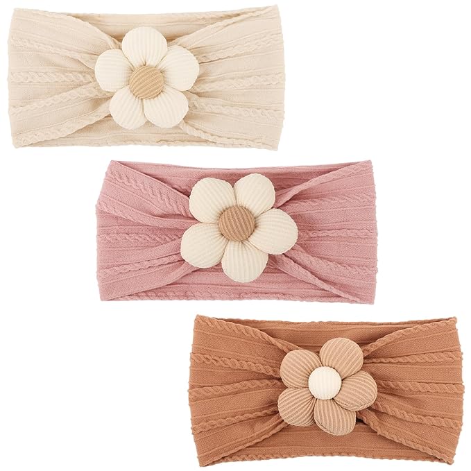 AQOKKA Baby Flower Headbands Nylon Baby Girl Headbands Soft Handmade Hairbands Toddler Hair Accessories for Girls Baby Newborn Infant Kids