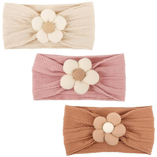 AQOKKA Baby Flower Headbands Nylon Baby Girl Headbands Soft Handmade Hairbands Toddler Hair Accessories for Girls Baby Newborn Infant Kids