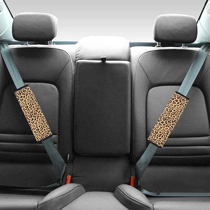 Seat Belt Cover Pad for Kids 4 Pack Car Seat Shoulder Strap Pads Seat Belt Pad Seatbelt Covers Compatible with Most Car Leopard Car Accessories for Women