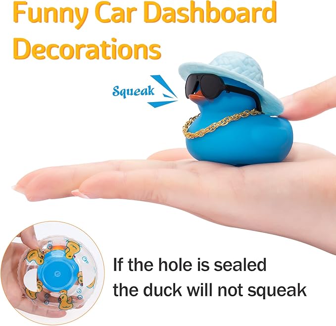 wonuu Car Accessories Rubber Ducks Dashboard Decorations Rubber Duck Pink Accessories Dashboard Duck Car Decorations Car Ducks for Dashboard Car Duck Car Dashboard Decorations, BG-blue-strawhatblue