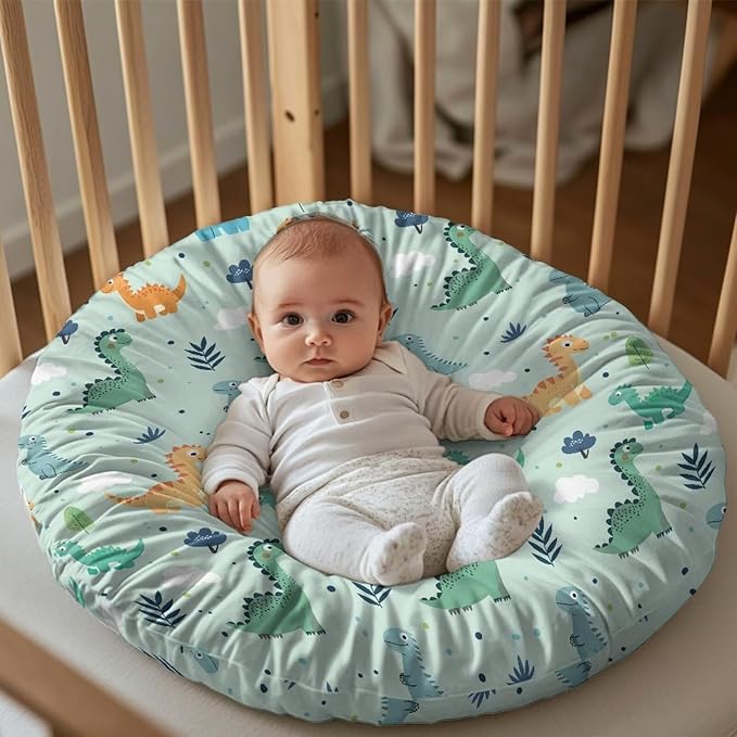 Green Cartoon Dinosaur Baby Lounger Cover Removable Soft Comfortable Slipcover for Infant Lounger Pillow Cover Easy to Use and Dustptoof