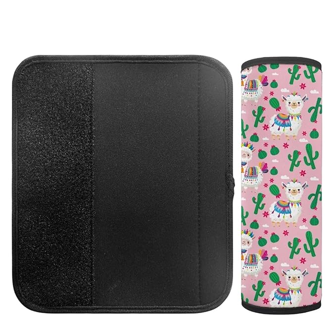 Biyejit Alpaca Cactus Car Seat Belt Cover Pad, Car Safety Seat Belt Strap Shoulder Pad for Adults and Children, Suitable for Car Seat Belt, Backpack, Shoulder Bag, Set of 2